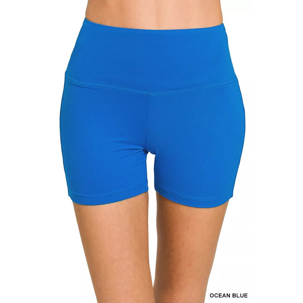 Zenana Brushed Microfiber Wide Waistband Biker Shorts